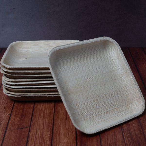 10-Inch Square Areca Palm Leaf Plates - Image 2
